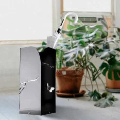 Portaombrelli Plexiglass Nero con Incisioni e Decori 3D, Design Moderno - Farfo
