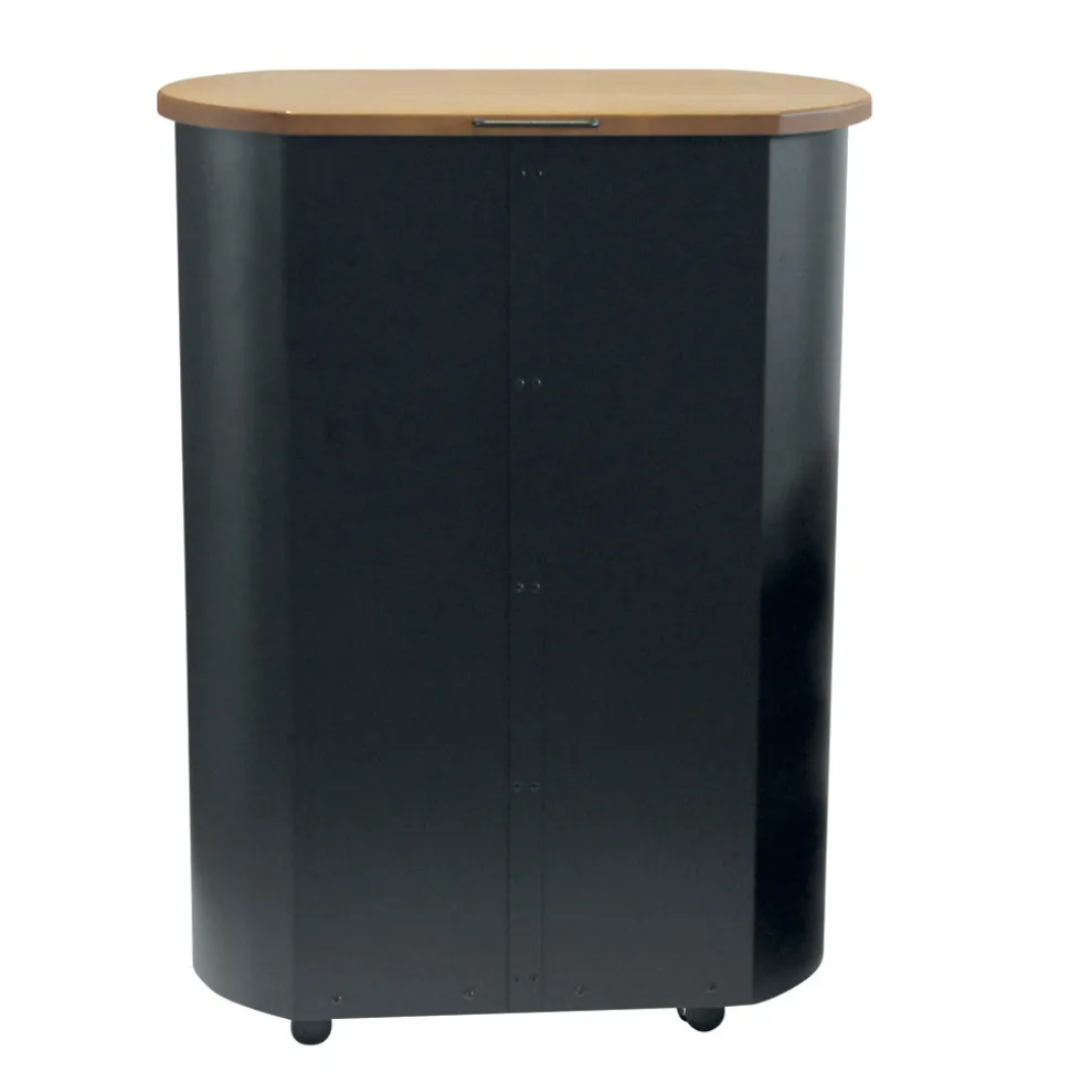 Porta Pellet in Metallo con Ruote e Coperchio in Legno Made in Italy - Bisonte