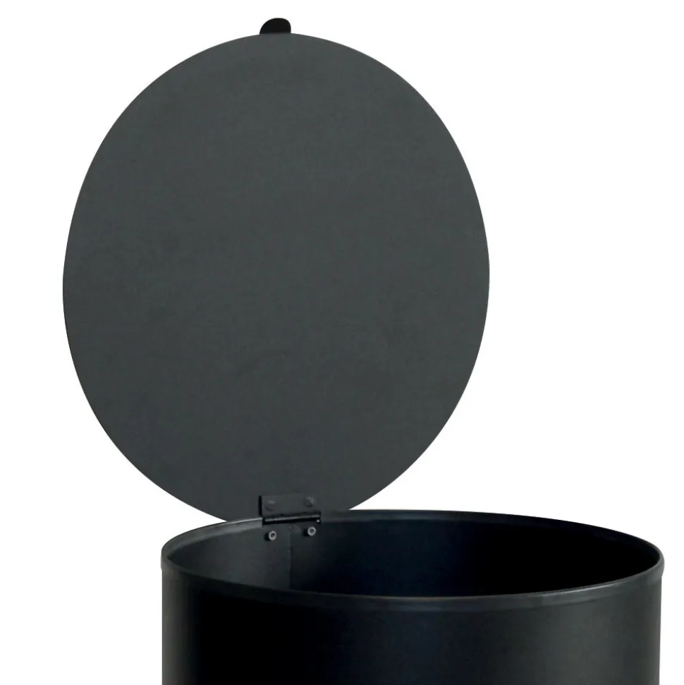 Porta Pellet Rotondo in Acciaio Verniciato Nero e Ruote Made in Italy - Airone