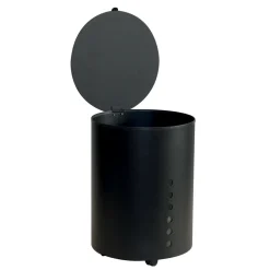 Porta Pellet Rotondo in Acciaio Verniciato Nero e Ruote Made in Italy - Airone