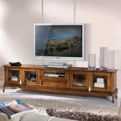 Porta Tv Stile Classico in Legno con Ante in Vetro Made in Italy - Richard