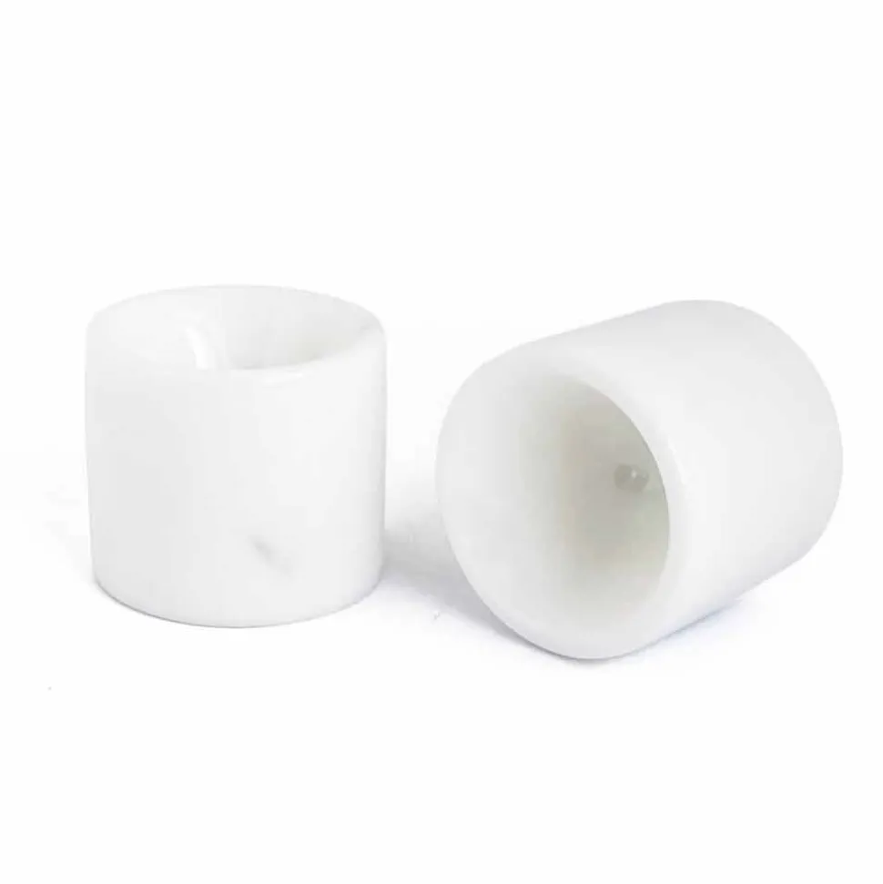Portauovo di Design in Marmo Bianco di Carrara Made in Italy, 2 Pezzi - Picca