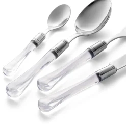 Posate Acciaio Inox Lucido e Manico in Acrilico Trasparente 24 Pz - Brilli