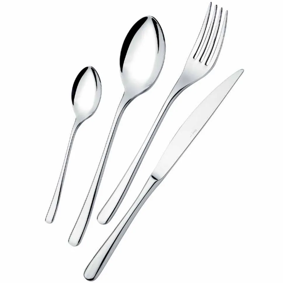 Posate da Tavola in Acciaio Inox Lucido Design Moderno Lusso 24 Pezzi - Bijou
