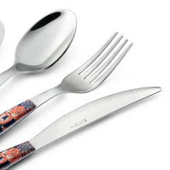 Posate in Acciaio e Plastica Decoro Colorato con Tigre 24 Pz - Alessandra