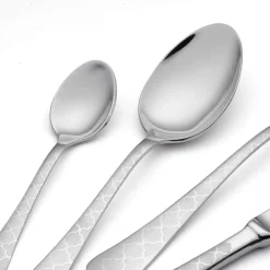 24 Posate in Acciaio Inox con Decoro Damasco a Laser di Design Moderno - Tantasa