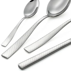 Posate in Acciaio Inox Lucido con Decoro Geometrico a Laser 24 Pz - Rupeo