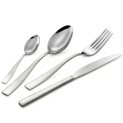 Posate in Acciaio Inox Lucido con Decoro Geometrico a Laser 24 Pz - Rupeo