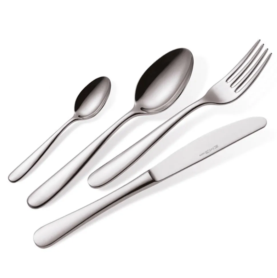 Posate in Acciaio Inox Lucido Design Moderno Essenziale 24 Pezzi - Mekano
