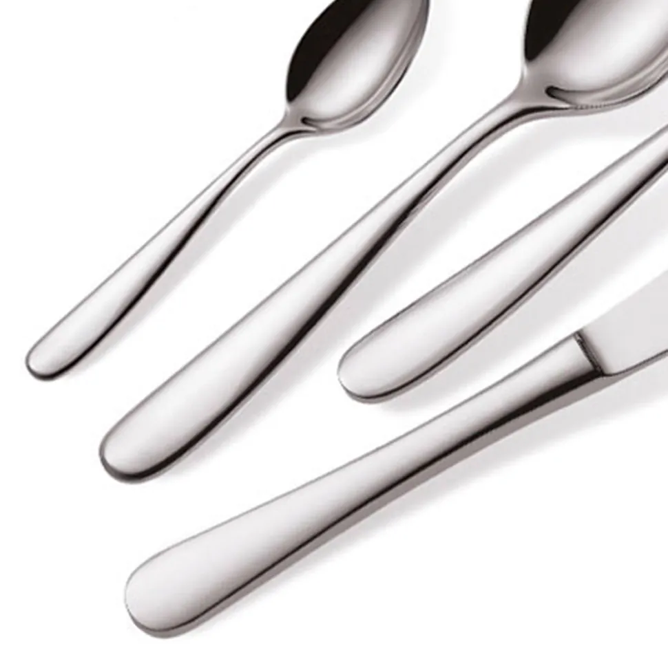 Posate in Acciaio Inox Lucido Design Moderno Essenziale 24 Pezzi - Mekano