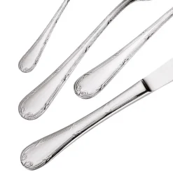 Posate in Acciaio Inox Lucido Manico Arrotondato Decorato 24 Pz - Mekano