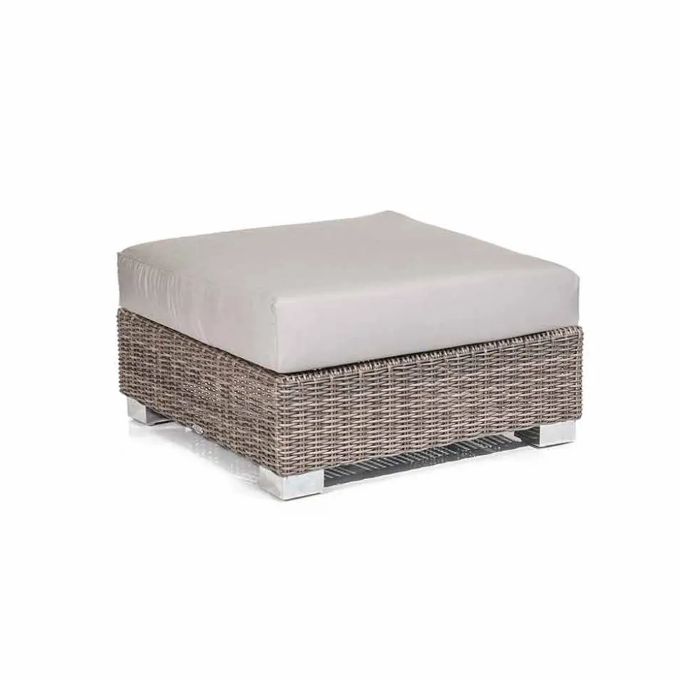 Pouf da esterno in polietilene grigio-taupe realizzato a mano Jaco