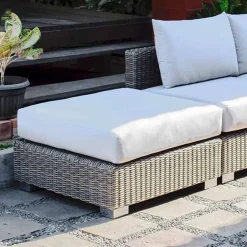 Pouf da esterno in polietilene grigio-taupe realizzato a mano Jaco
