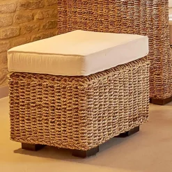 Pouf da Giardino in Abaca Naturale con Cuscino – Raziel