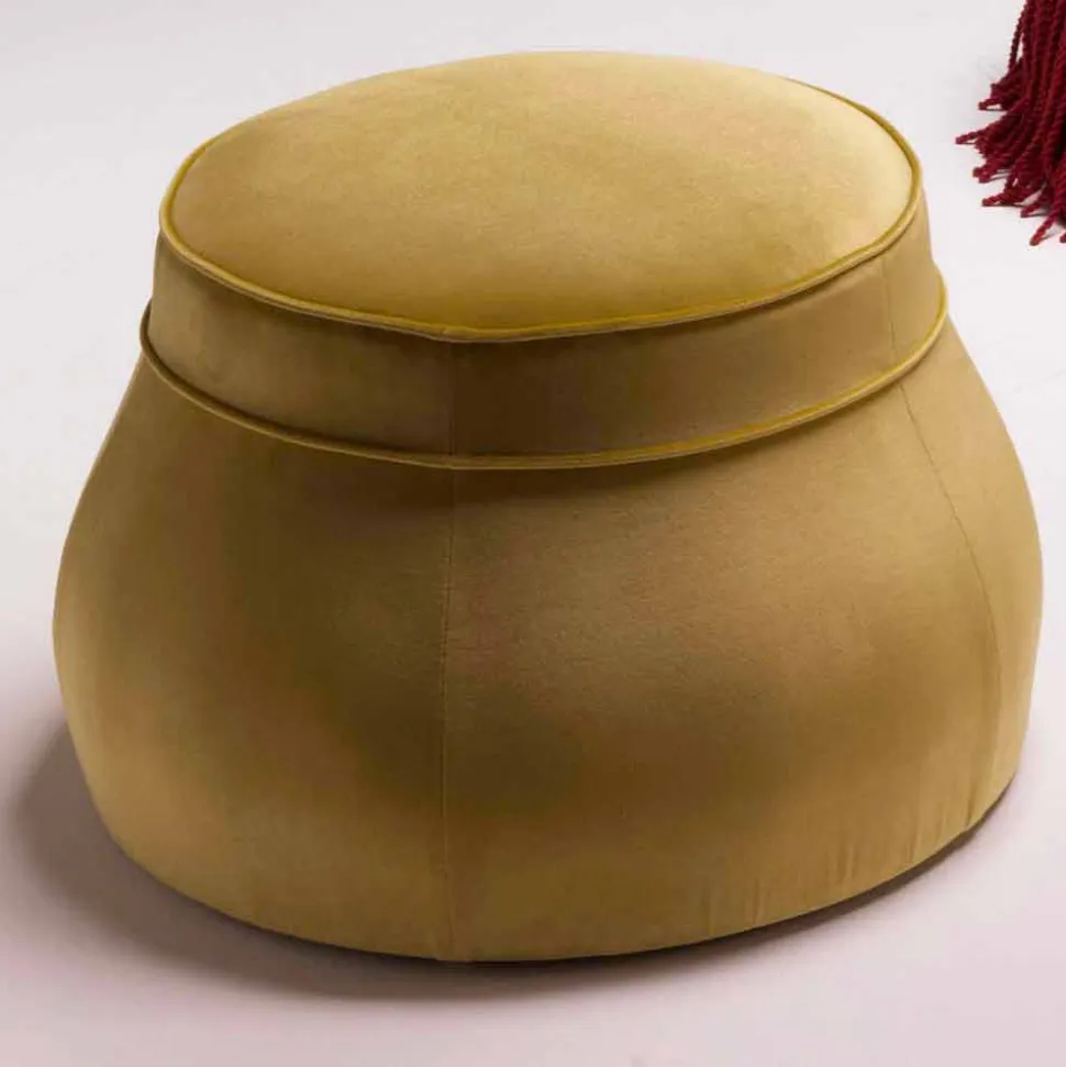 Pouf da salotto imbottito design classico di lusso made in Italy Simon