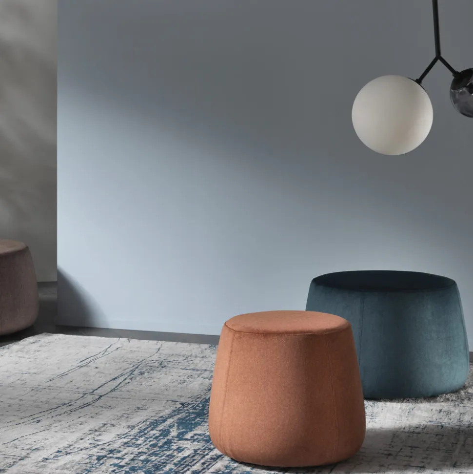 Pouf Morbido Rotondo da Salotto in Velluto Colorato 3 Dimensioni - Evelyne