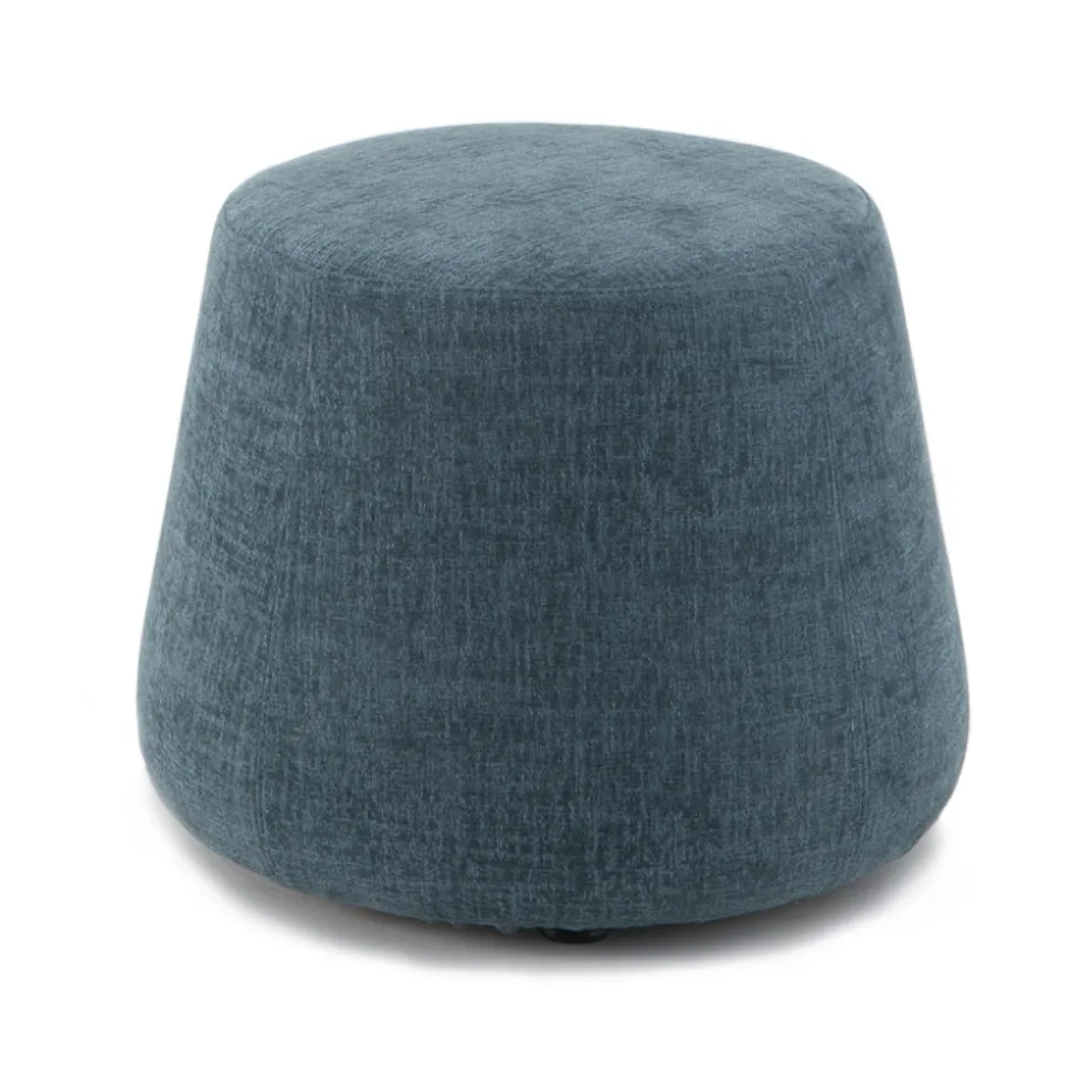 Pouf Ottomano Rotondo da Salotto in Ciniglia Colorata 3 Dimensioni - Evelyne
