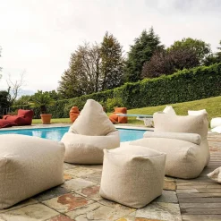 Pouf per il Giardino in Tessuto Outdoor Color Melange Beige - Maestrale