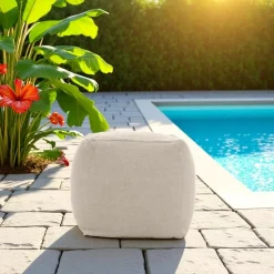 Pouf per il Giardino in Tessuto Outdoor Color Melange Beige - Maestrale