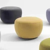 Pouf Poggiapiedi Rotondo Rivestito in Tessuto Realizzato in Italia - Gigno