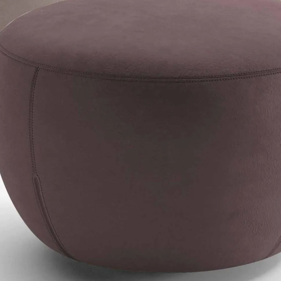 Pouf Poggiapiedi Rotondo Rivestito in Tessuto Realizzato in Italia - Gigno