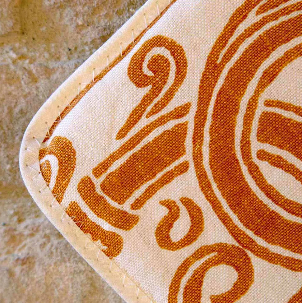 Presine d’Arte Italiana in Puro Lino con Stampa Pezzo Unico Artigianale, 6 Pezzi