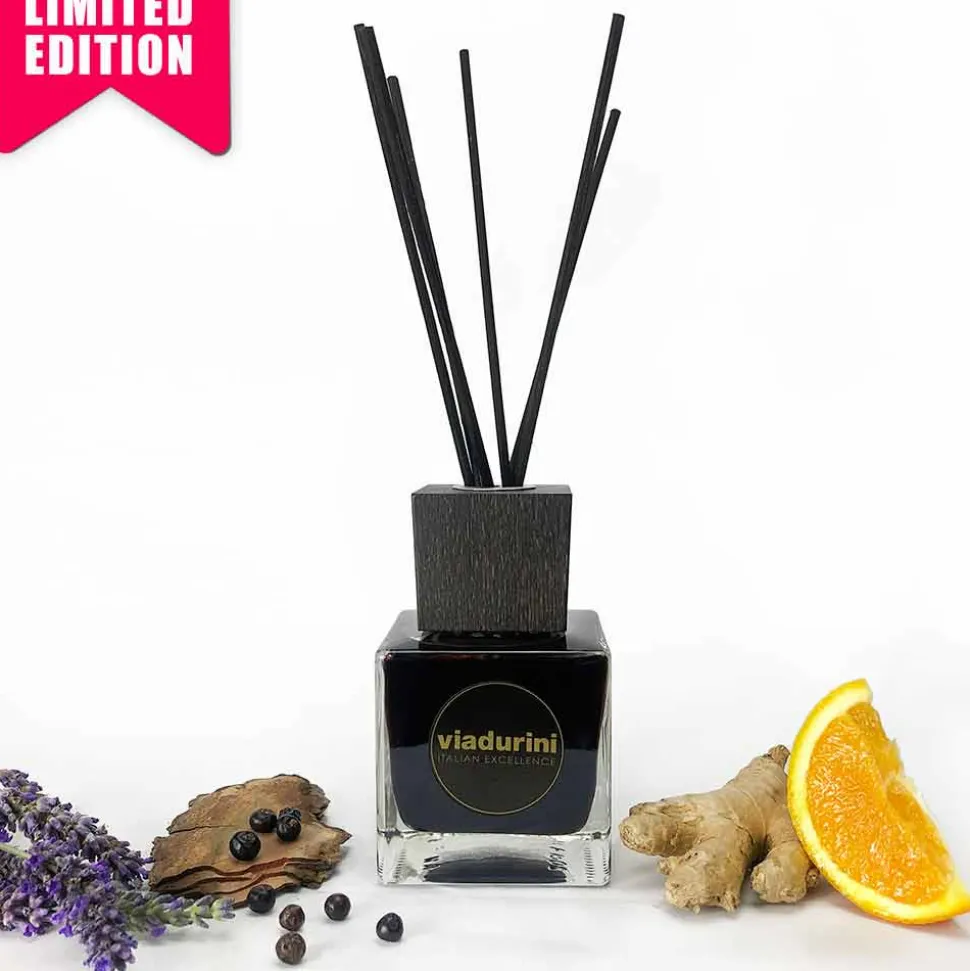 Profumatore Ambiente Zenzero Pepe Nero 200 ml con Bastoncini - Viaduriniinblack