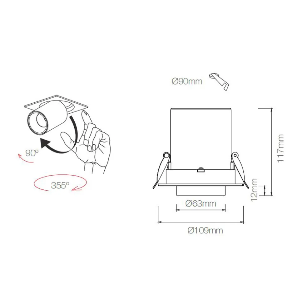 Proiettore a Led Plafoniera da Incasso per Interni in Alluminio - Etrusca