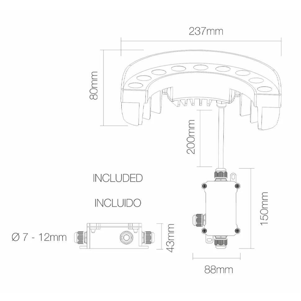 Proiettore Led 9W da Esterno in Alluminio Finitura Nero Opaco - Tudor