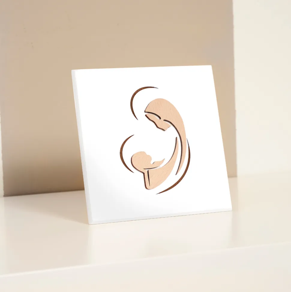 Quadretto Inciso a Laser di Maria e Gesù Bambino Made in Italy - Nigella