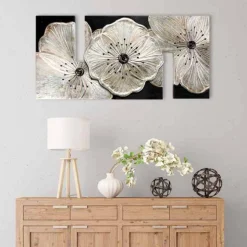 Quadro con fiori Petunia Piccola Argento by Viadurini Decor, decorato a mano