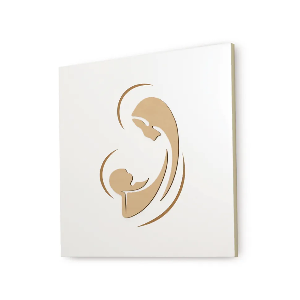 Quadro della Madonna con Bambino Inciso a Laser Made in Italy - Bashira