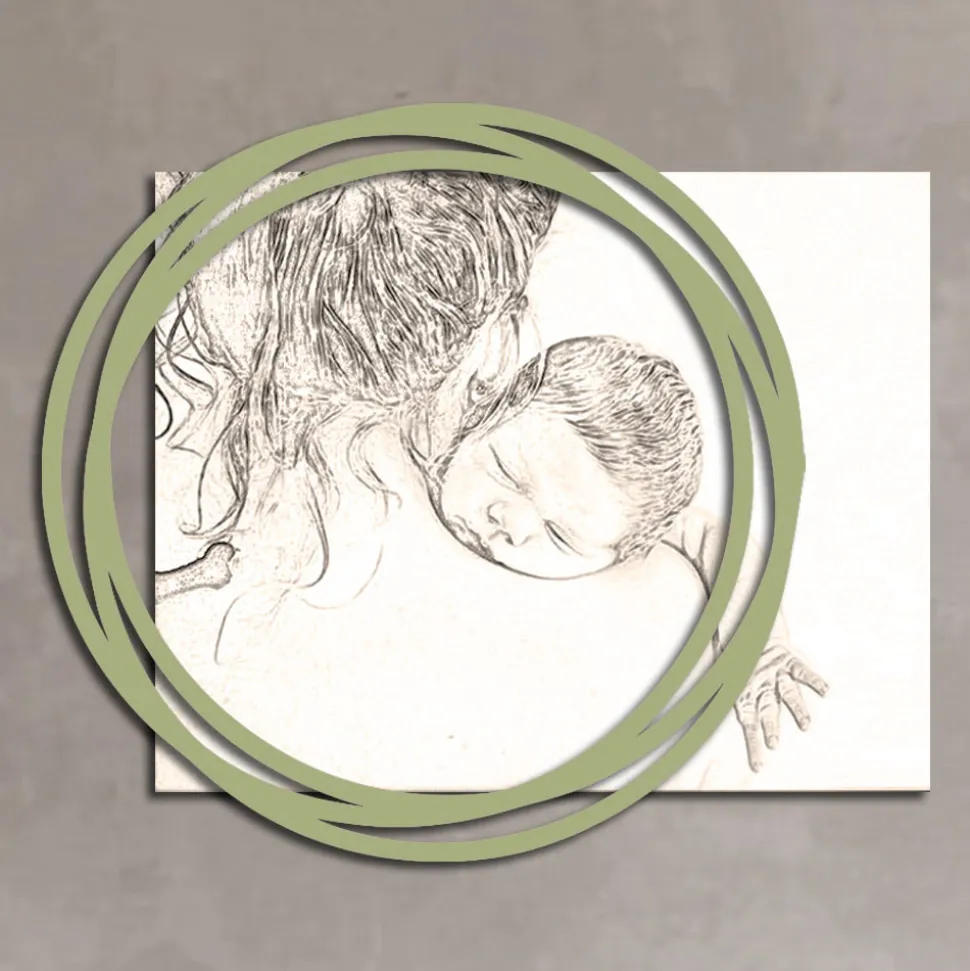 Quadro in Legno con Stampa di Donna con Bambino Made in Italy - Taiwan