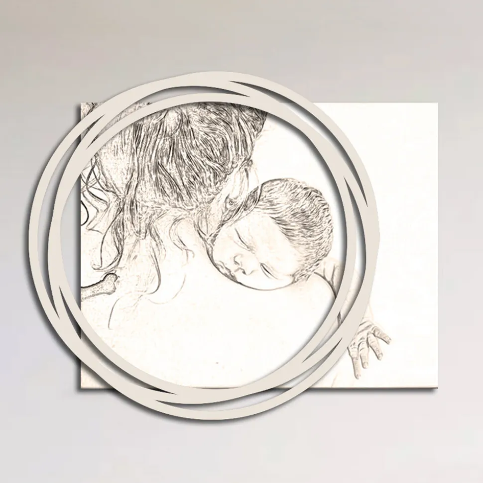 Quadro in Legno con Stampa di Donna con Bambino Made in Italy - Taiwan