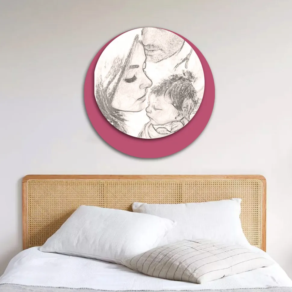 Quadro in Legno con Stampa di una Famiglia Unita Made in Italy - Canada