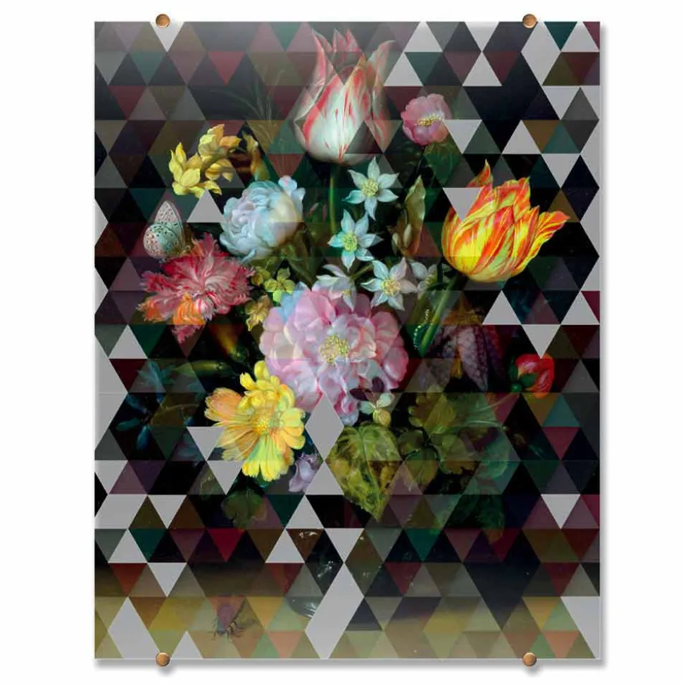Quadro Moderno da Parete in Vetro con Stampa Floreale Made in Italy - Ganza