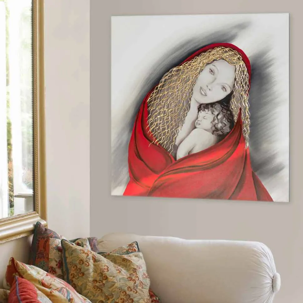 Quadro moderno di design fatto a mano Madonna, realizzato in Italia