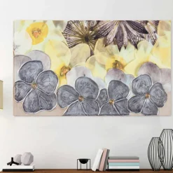 Quadro moderno floreale con petali materici decorati a mano Ramos