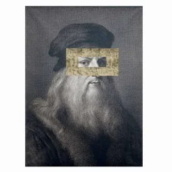 Quadro Parete in Tela Stampata con Dettaglio in Foglia Oro Made in Italy - Vinci