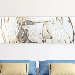 Quadro Rettangolare Realizzato con Laser con Dea e Bambino Made in Italy - Nagi