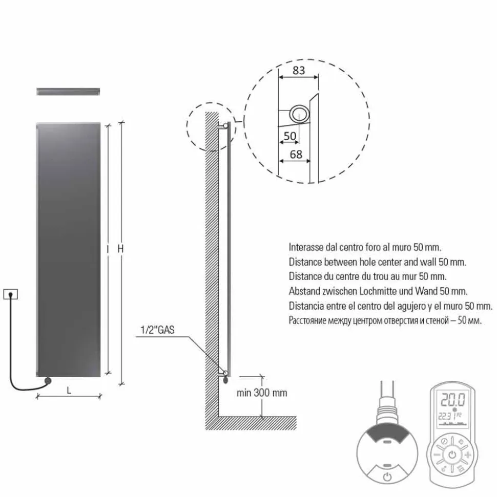 Radiatore Elettrico Verticale Design Minimale in Acciaio Colorato 700 W - Ice