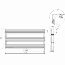 Radiatore Orizzontale Scaldasalviette Bagno in Acciaio di Design 750 W - Nibbio