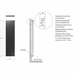 Radiatore Verticale di Design in Acciaio Grigio Ardesia fino a 626 W - Ice