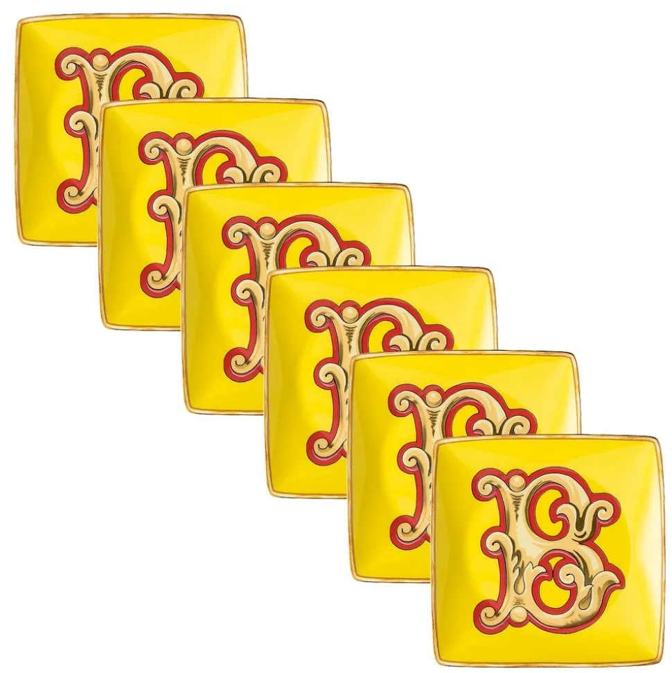 Rosenthal Versace Alphabet 6 Coppette Quadre Piane in Porcellana - Alphabet