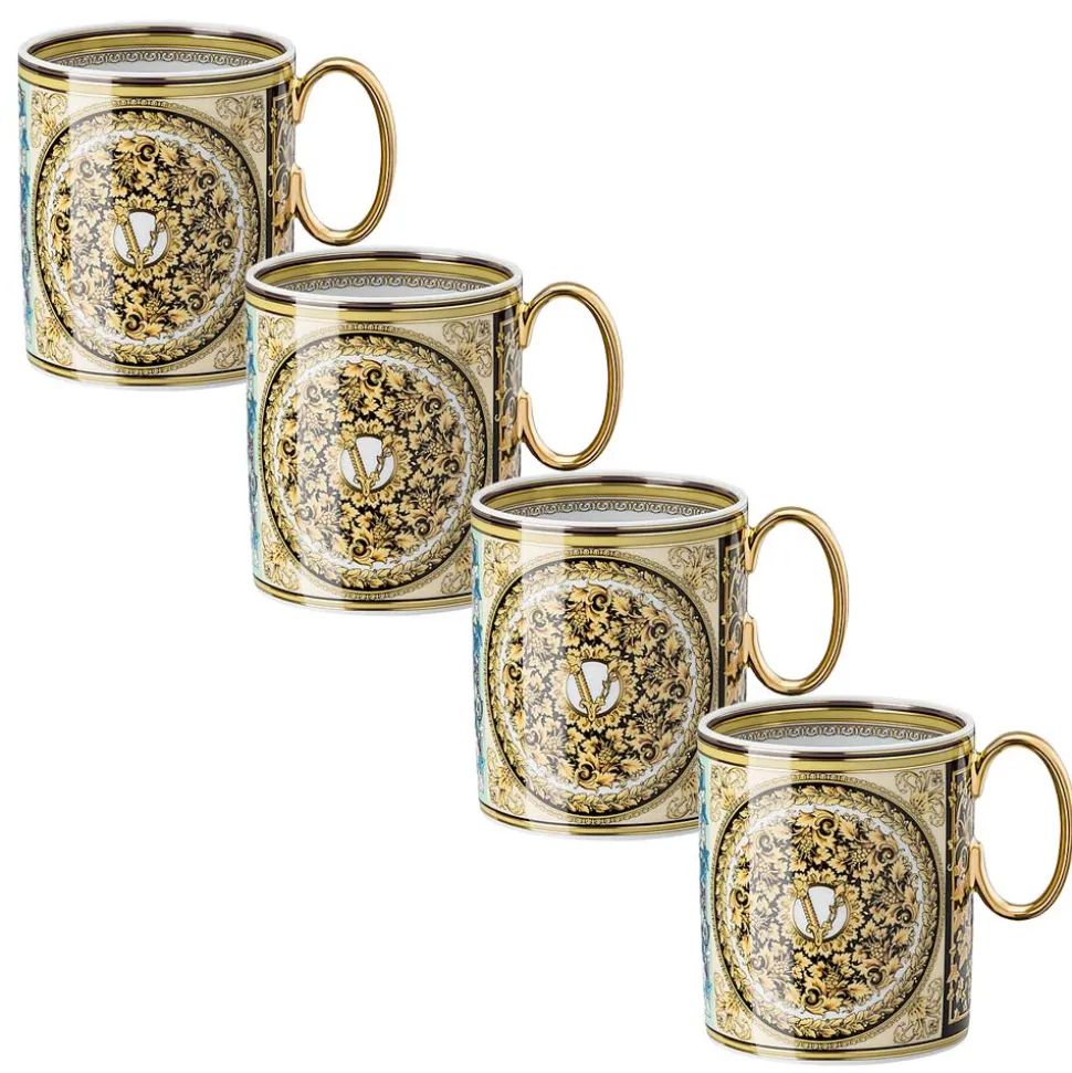 Rosenthal Versace Barocco Mosaic 4 Bicchieri con Manico in Porcellana - Mosaic