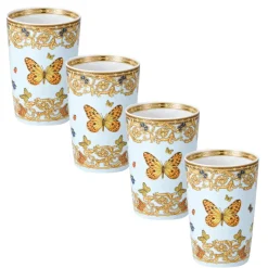 Rosenthal Versace Le Jardin 4 Bicchieri Senza Manico con Elementi Naturali - Medusa