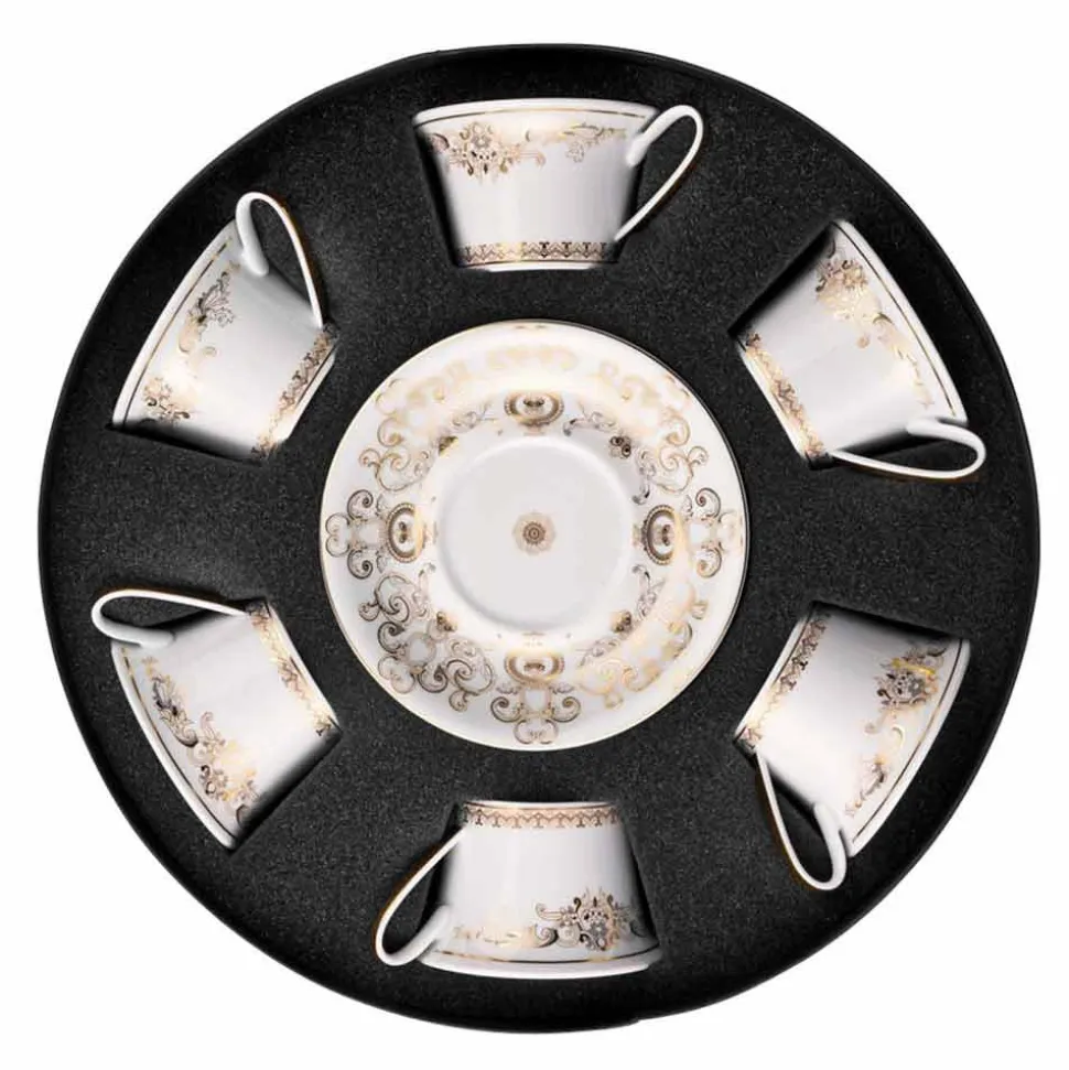 Rosenthal Versace Medusa Gala Gold set tazze in porcellana da tè 6 pzz