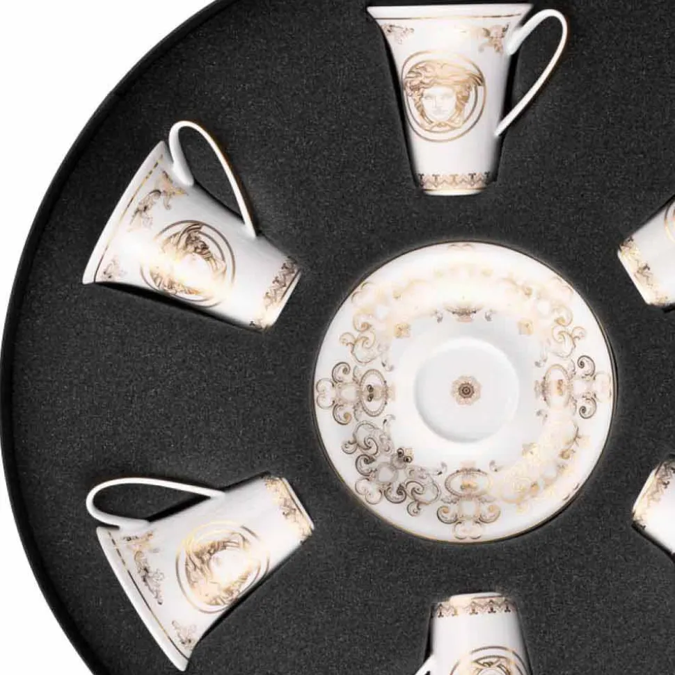 Rosenthal Versace Medusa Gala Gold set tazze espresso 6pz porcellana