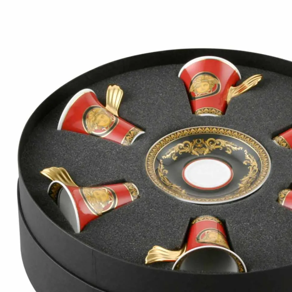 Rosenthal Versace Medusa Rosso set tazzine espresso in porcellana 6 pz