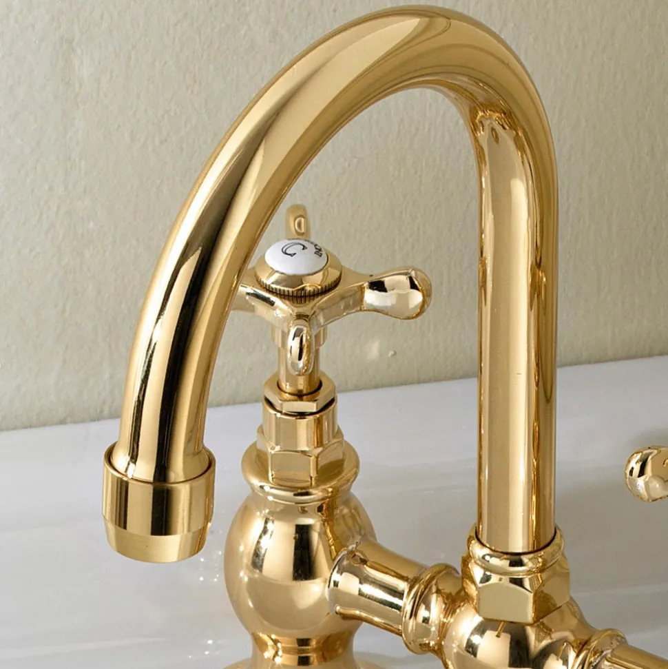 Rubinetteria a Ponte per Lavabo in Ottone Artigianale Classico - Fioretta